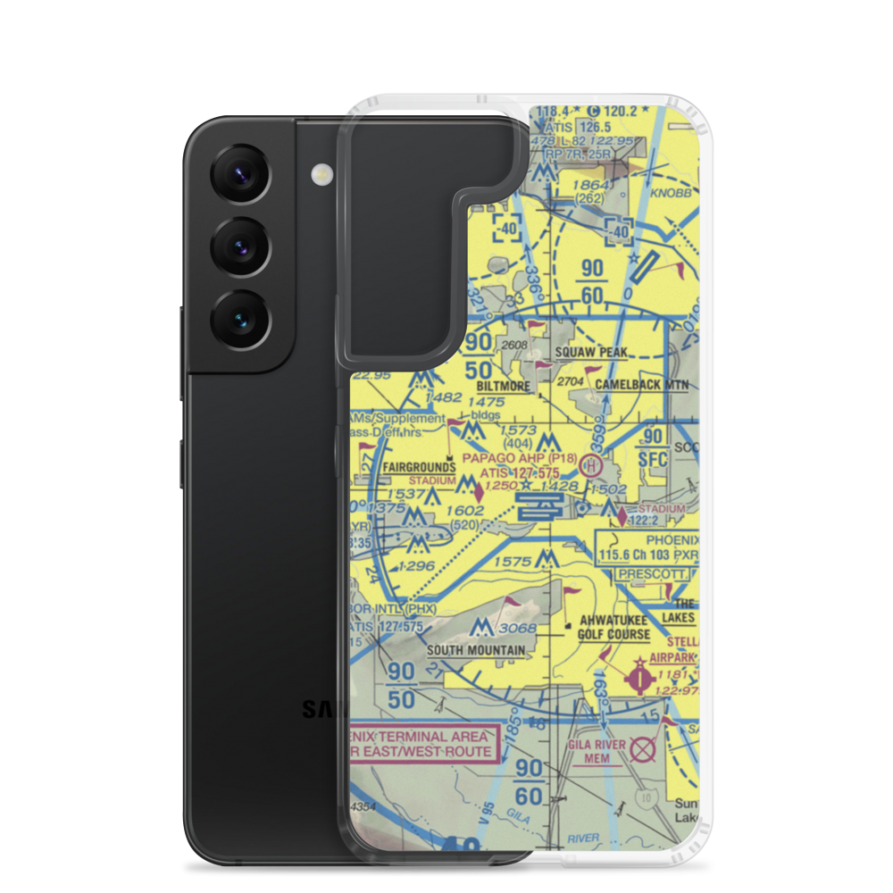 Maricopa Medical Center Heliport (20E) VFR Sectional Samsung Case Samsung Galaxy S22 model shown