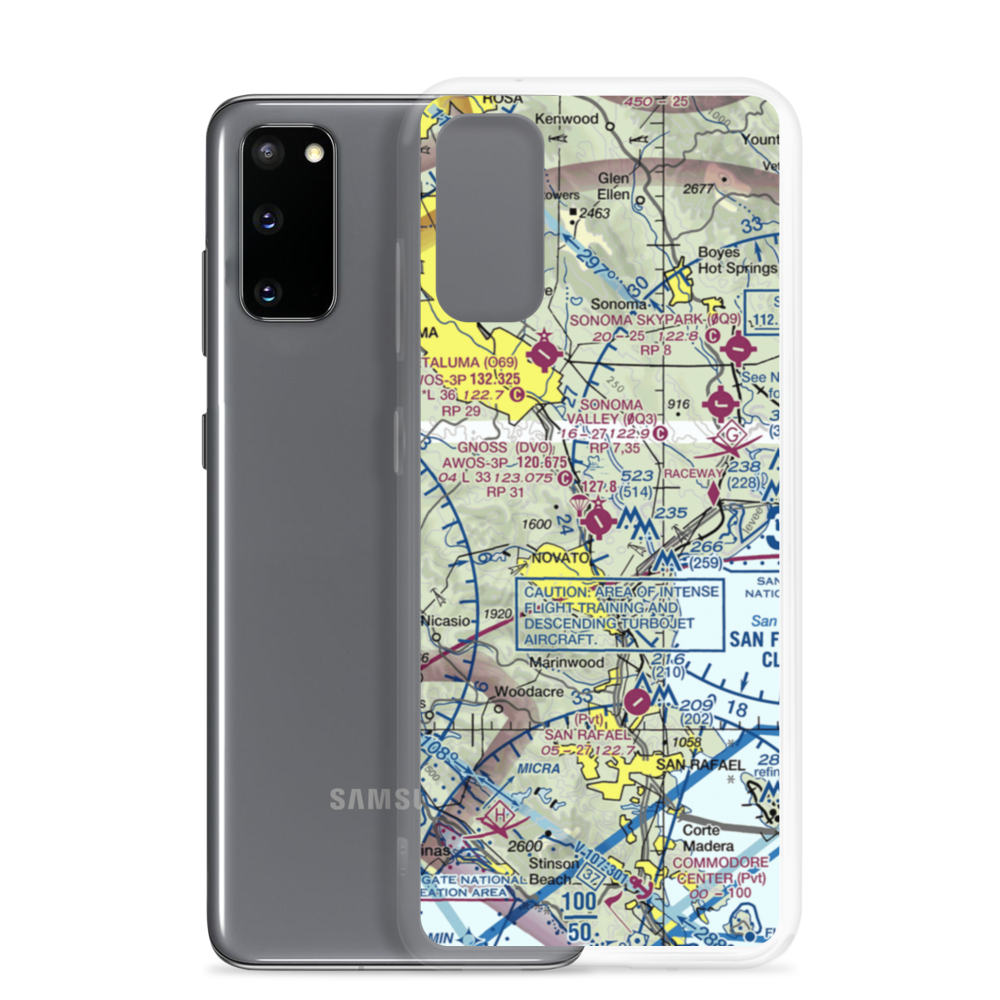 Marin County Airport - Gnoss Field (DVO) VFR Sectional Samsung Case Samsung Galaxy S20 model shown
