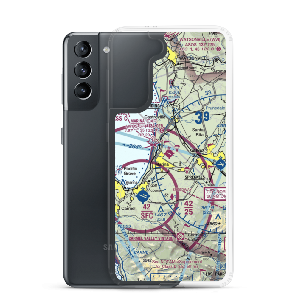 Marina Municipal Airport (OAR) VFR Sectional Samsung Case Samsung Galaxy S21 model shown