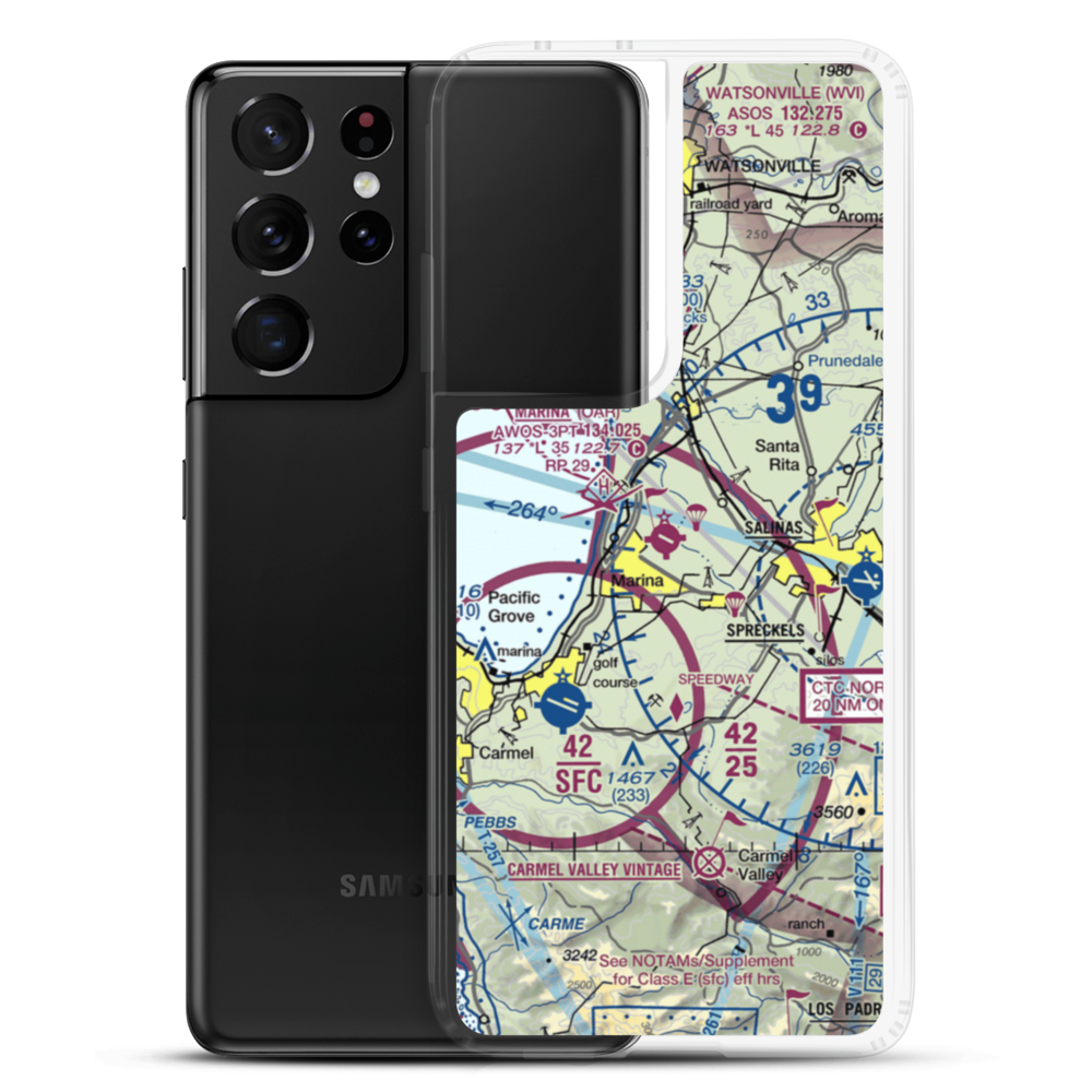 Marina Municipal Airport (OAR) VFR Sectional Samsung Case Samsung Galaxy S21 Ultra model shown