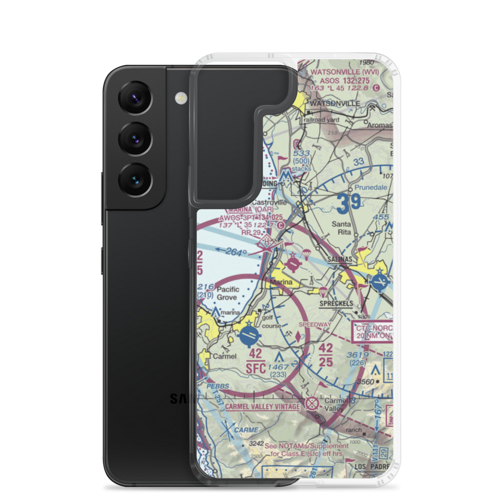 Marina Municipal Airport (OAR) VFR Sectional Samsung Case Samsung Galaxy S22 model shown