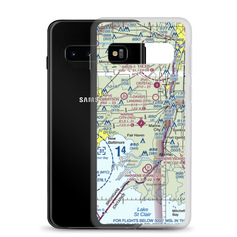 Marine City Airport (76G) VFR Sectional Samsung Case Samsung Galaxy S10 model shown
