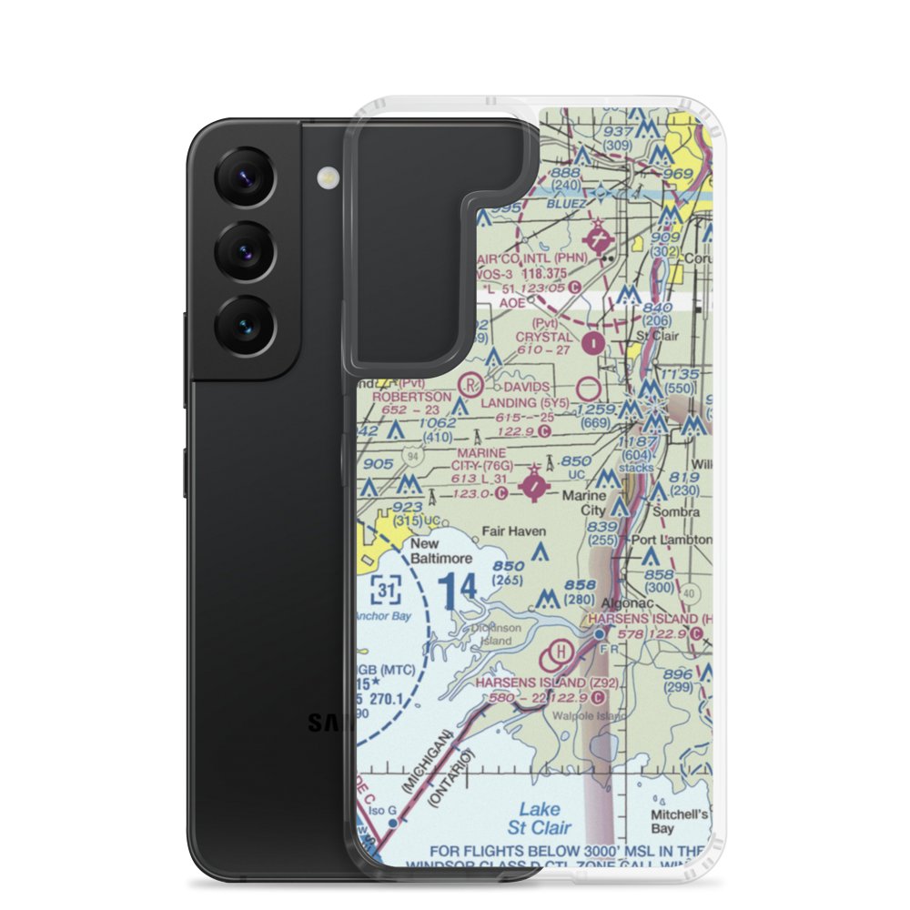 Marine City Airport (76G) VFR Sectional Samsung Case Samsung Galaxy S22 model shown
