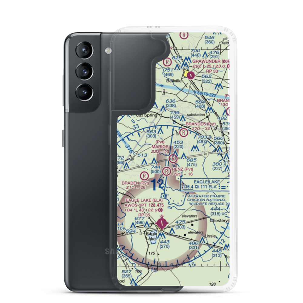Mario's Flying Pizza Airport (2TA4) VFR Sectional Samsung Case Samsung Galaxy S21 model shown