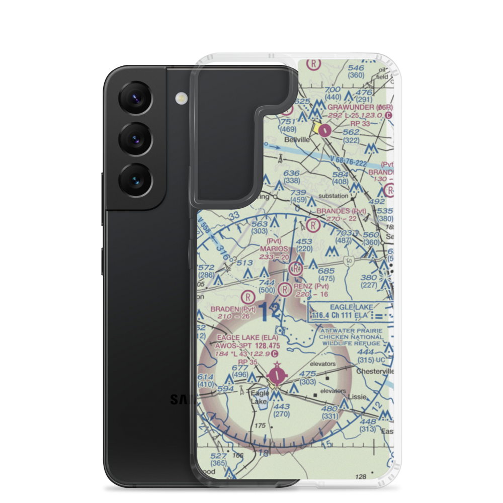 Mario's Flying Pizza Airport (2TA4) VFR Sectional Samsung Case Samsung Galaxy S22 model shown