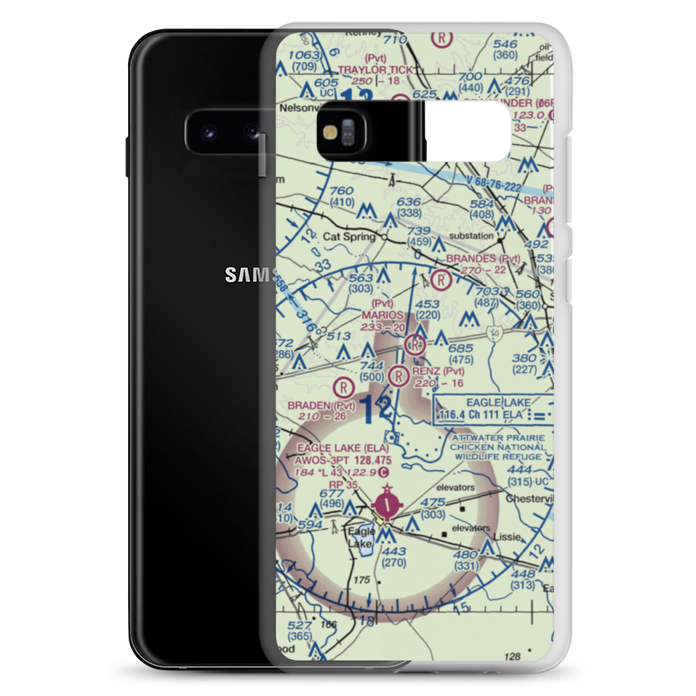 Mario's Flying Pizza Airport (2TA4) VFR Sectional Samsung Case Samsung Galaxy S10+ model shown