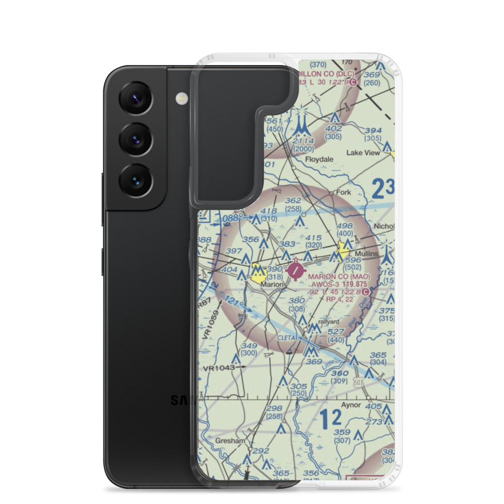 Marion County Airport (MAO) VFR Sectional Samsung Case Samsung Galaxy S22 model shown