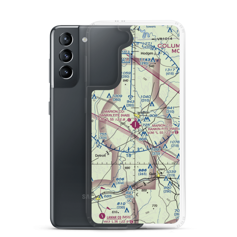 Marion County Rankin Fite Airport (HAB) VFR Sectional Samsung Case Samsung Galaxy S21 model shown