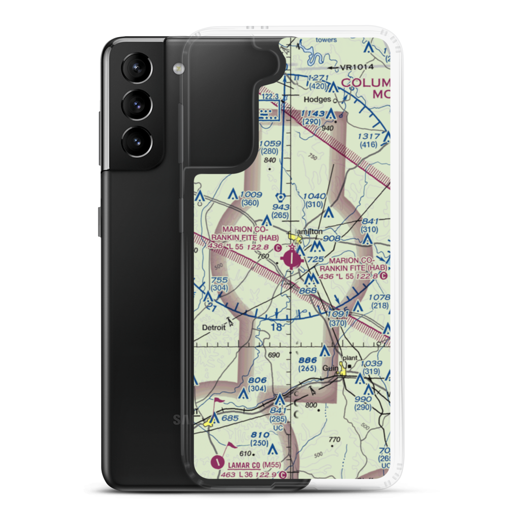 Marion County Rankin Fite Airport (HAB) VFR Sectional Samsung Case Samsung Galaxy S21 Plus model shown