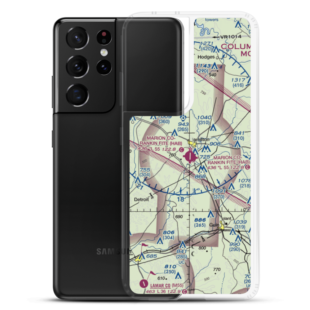 Marion County Rankin Fite Airport (HAB) VFR Sectional Samsung Case Samsung Galaxy S21 Ultra model shown
