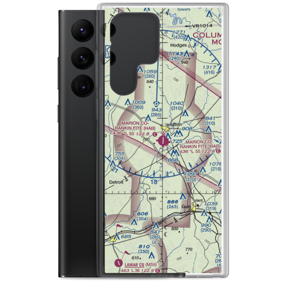 Marion County Rankin Fite Airport (HAB) VFR Sectional Samsung Case Samsung Galaxy S22 Ultra model shown