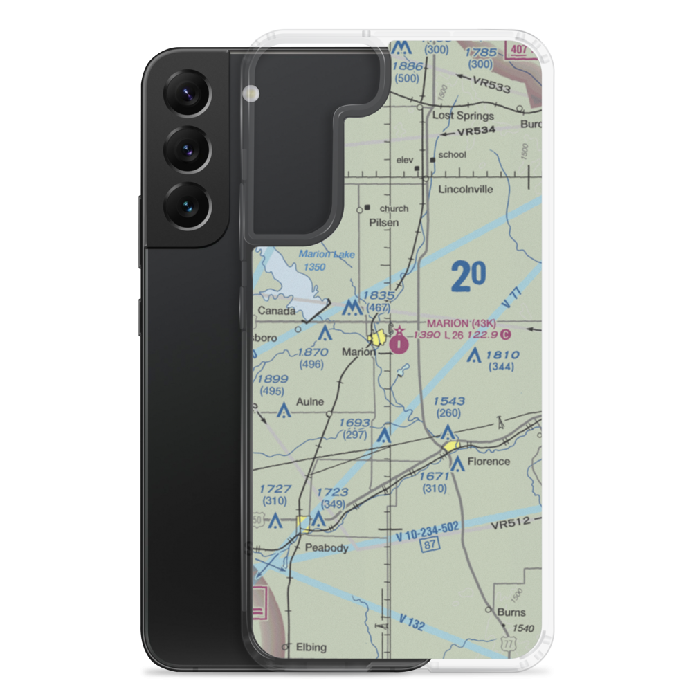 Marion Municipal Airport (43K) VFR Sectional Samsung Case Samsung Galaxy S22 Plus model shown