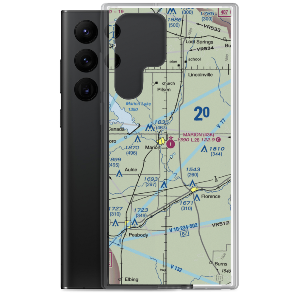 Marion Municipal Airport (43K) VFR Sectional Samsung Case Samsung Galaxy S22 Ultra model shown