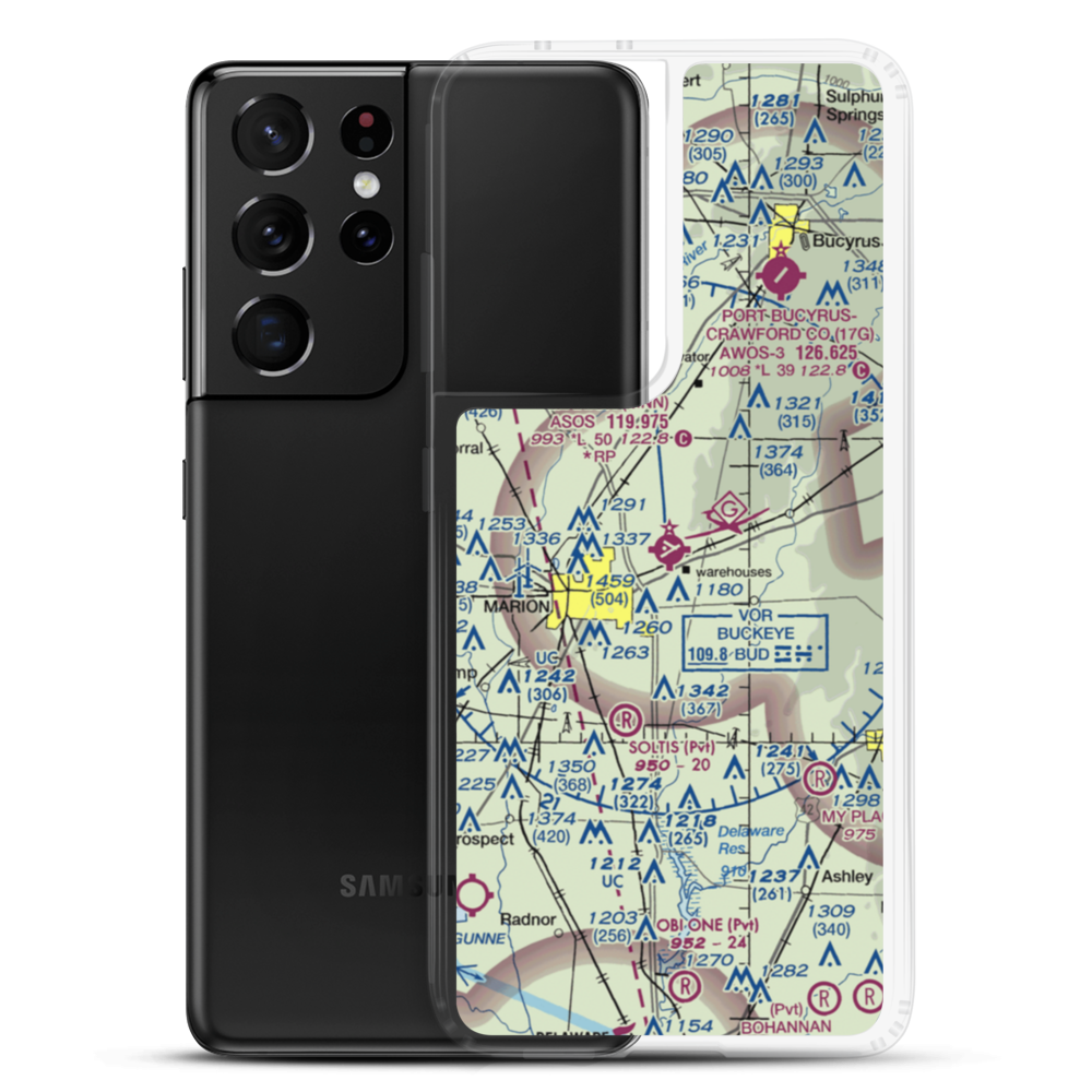Marion Municipal Airport (MNN) VFR Sectional Samsung Case Samsung Galaxy S21 Ultra model shown