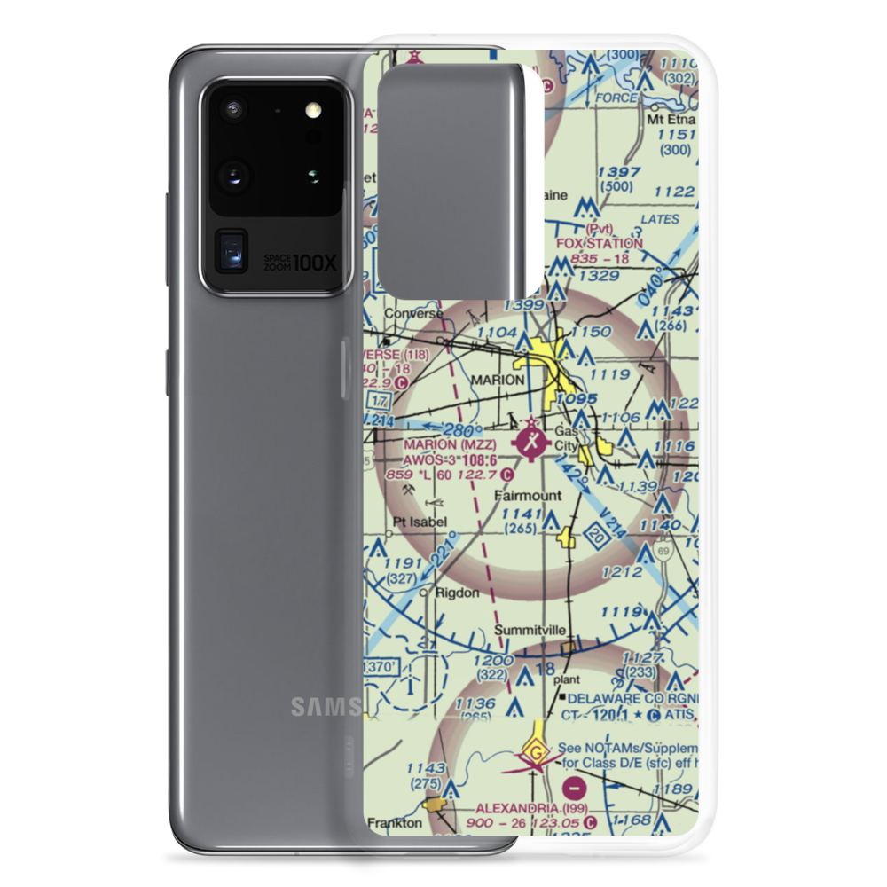 Marion Municipal Airport (MZZ) VFR Sectional Samsung Case Samsung Galaxy S20 Ultra model shown