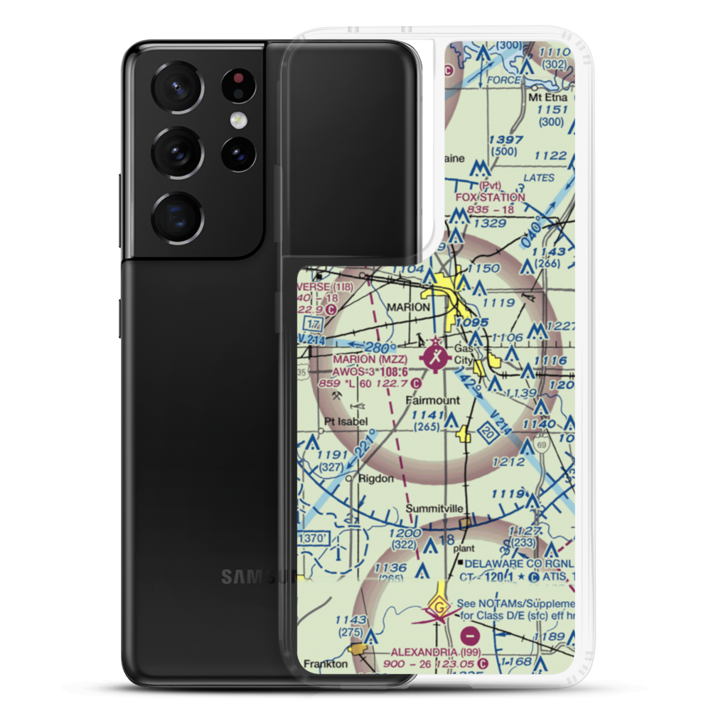 Marion Municipal Airport (MZZ) VFR Sectional Samsung Case Samsung Galaxy S21 Ultra model shown