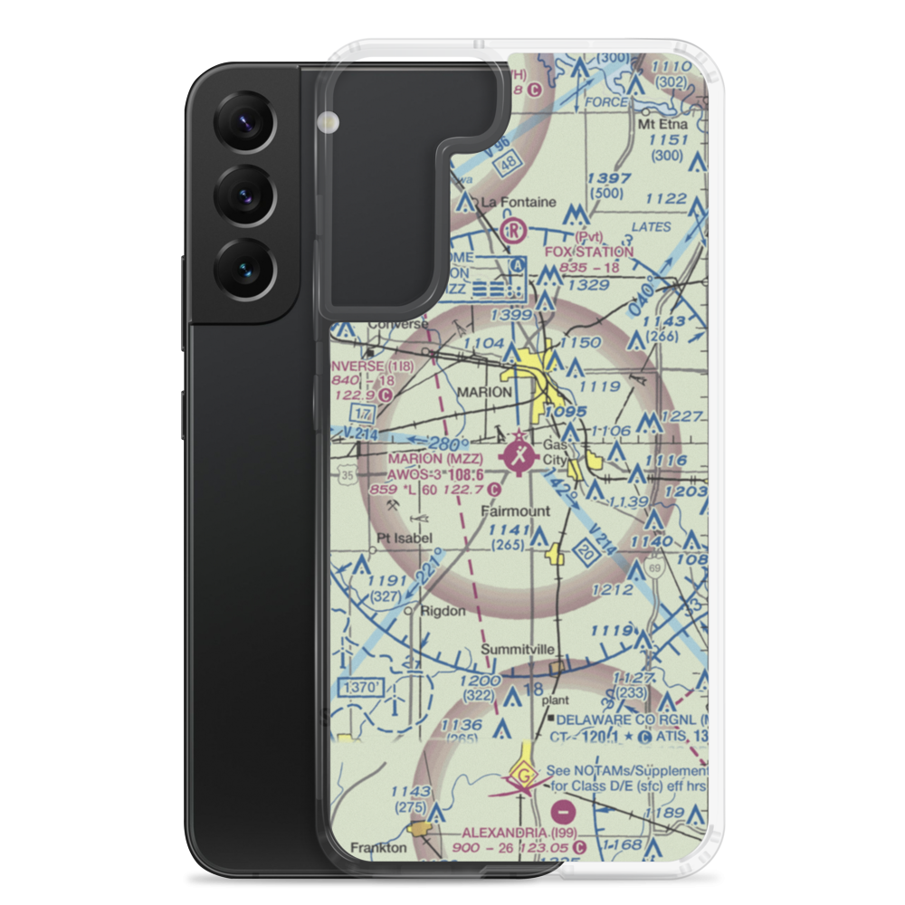 Marion Municipal Airport (MZZ) VFR Sectional Samsung Case Samsung Galaxy S22 Plus model shown