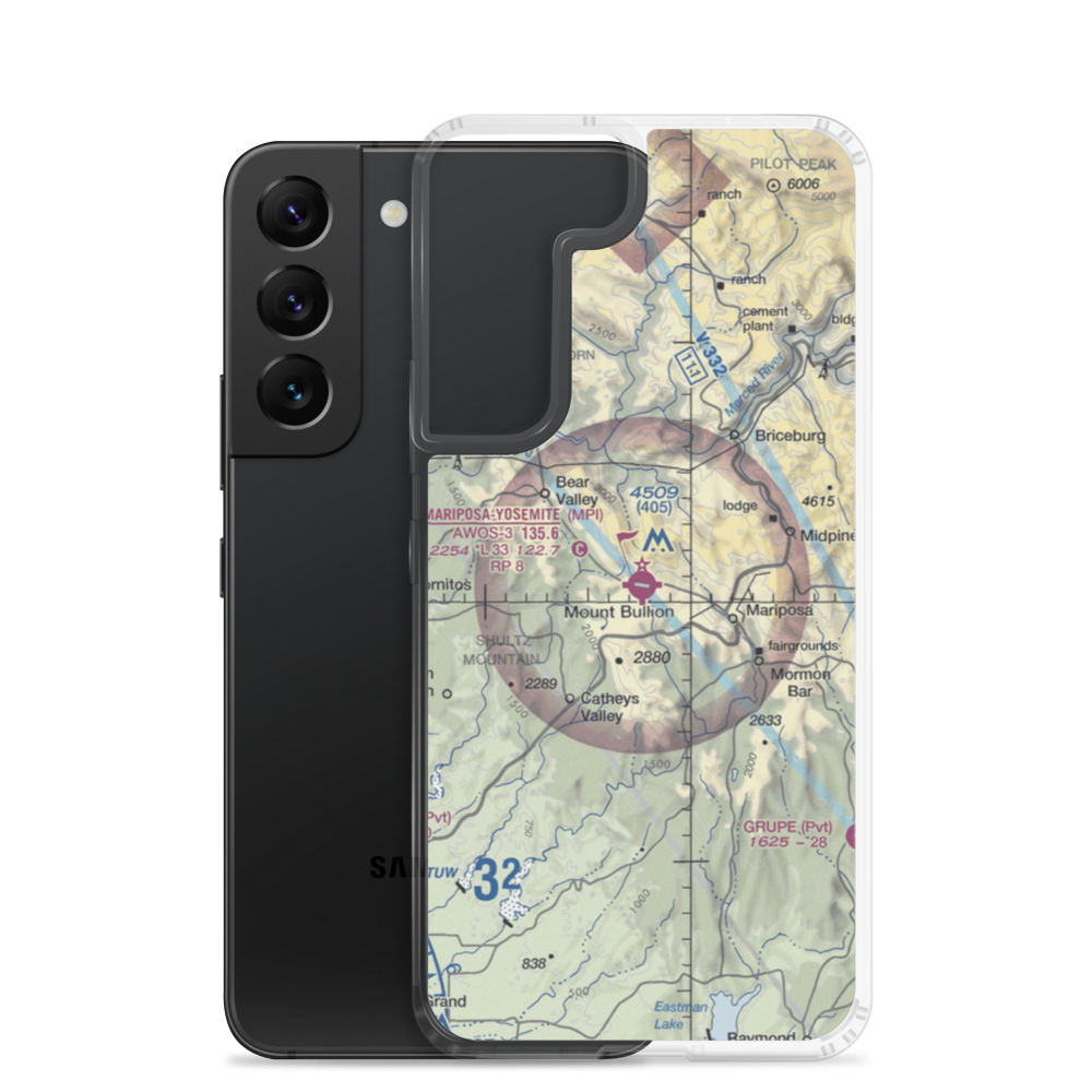 Mariposa Yosemite Airport (MPI) VFR Sectional Samsung Case Samsung Galaxy S22 model shown