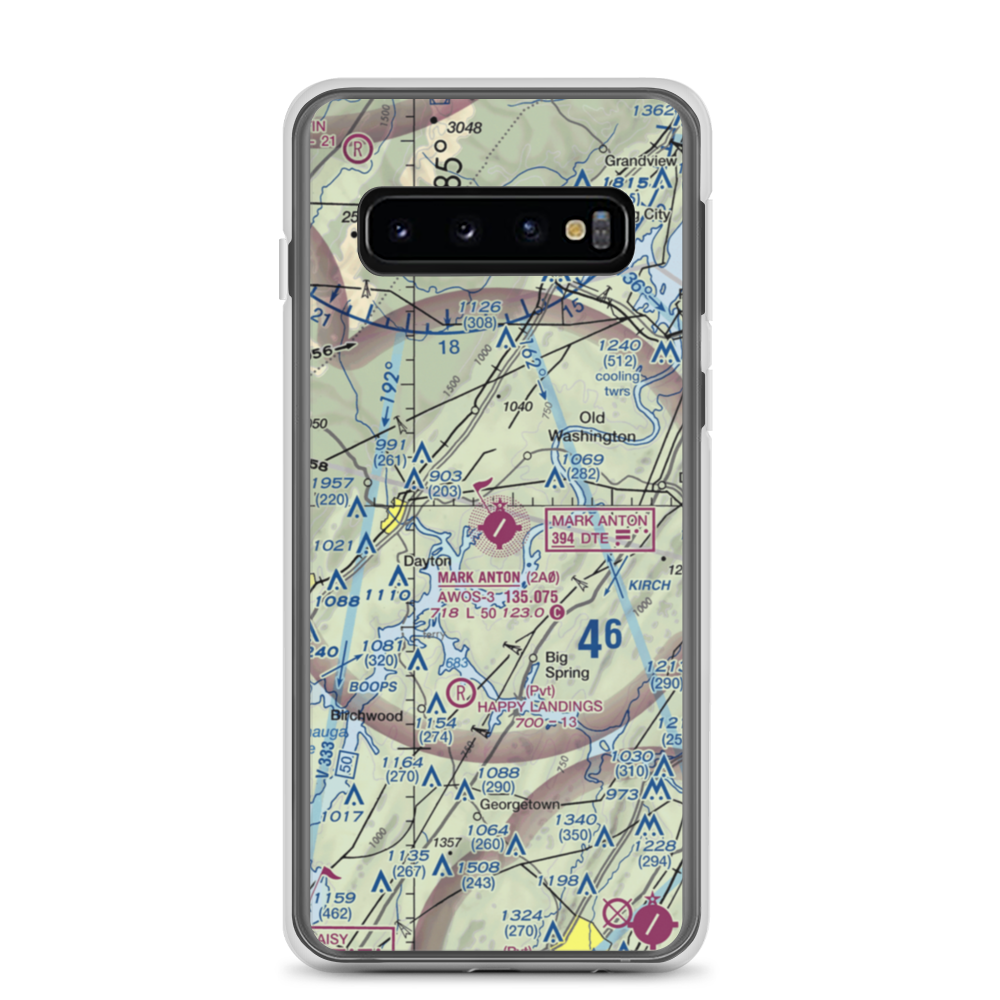 Mark Anton Airport (2A0) VFR Sectional Samsung Case Samsung Galaxy S10 model shown