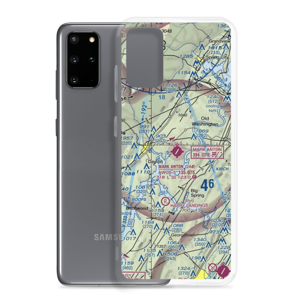 Mark Anton Airport (2A0) VFR Sectional Samsung Case Samsung Galaxy S20 Plus model shown