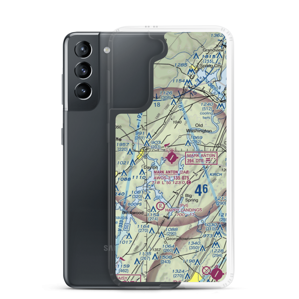 Mark Anton Airport (2A0) VFR Sectional Samsung Case Samsung Galaxy S21 model shown