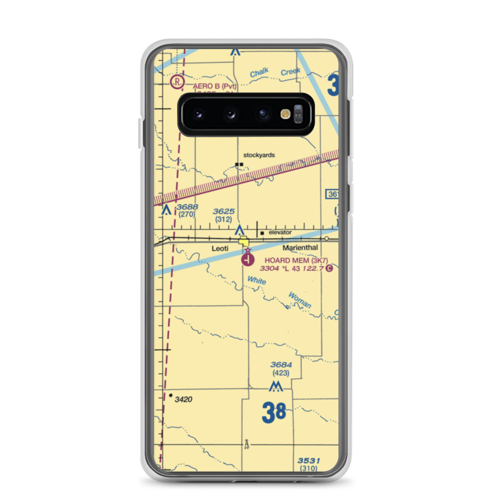 Mark Hoard Memorial Airport (3K7) VFR Sectional Samsung Case Samsung Galaxy S10 model shown