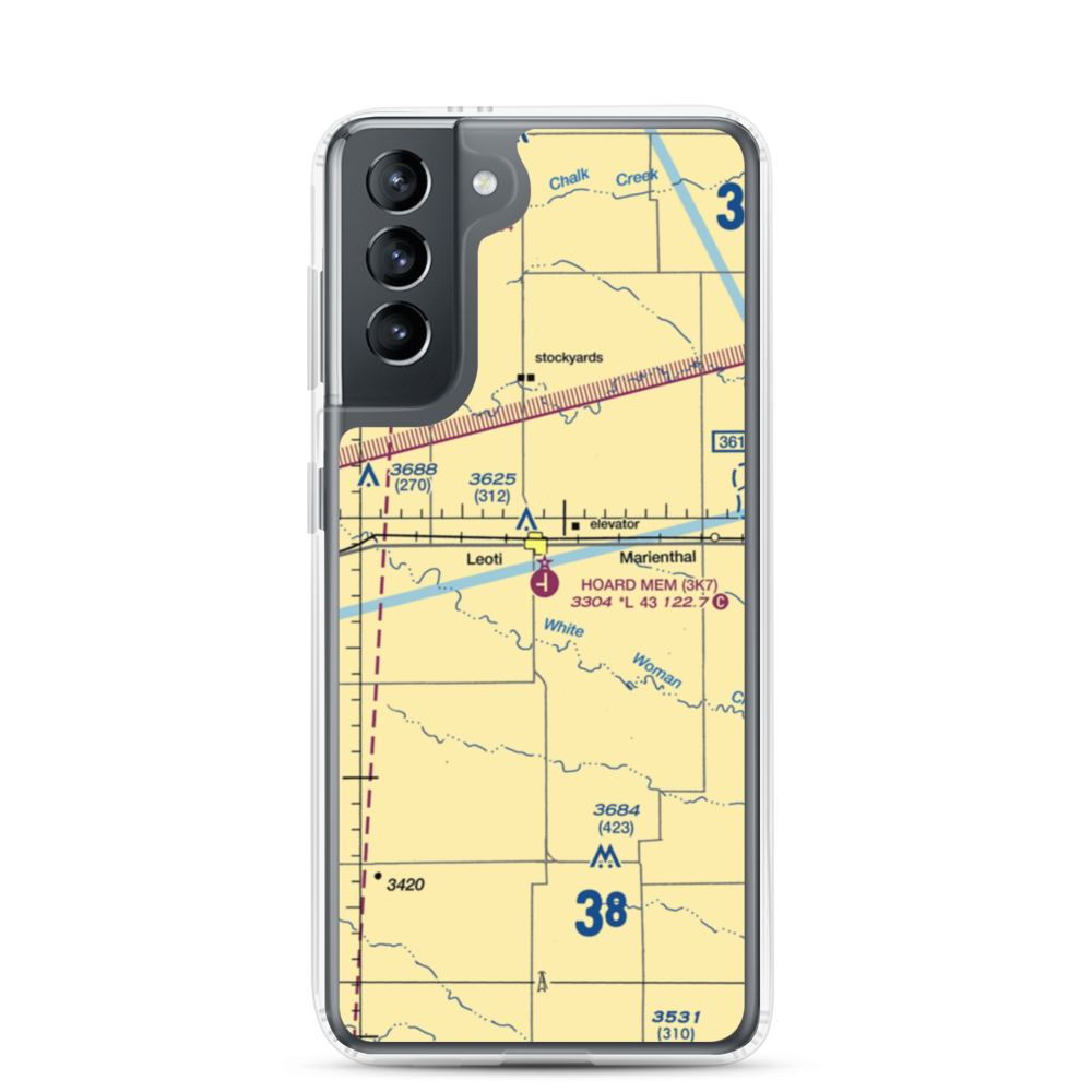 Mark Hoard Memorial Airport (3K7) VFR Sectional Samsung Case Samsung Galaxy S21 model shown