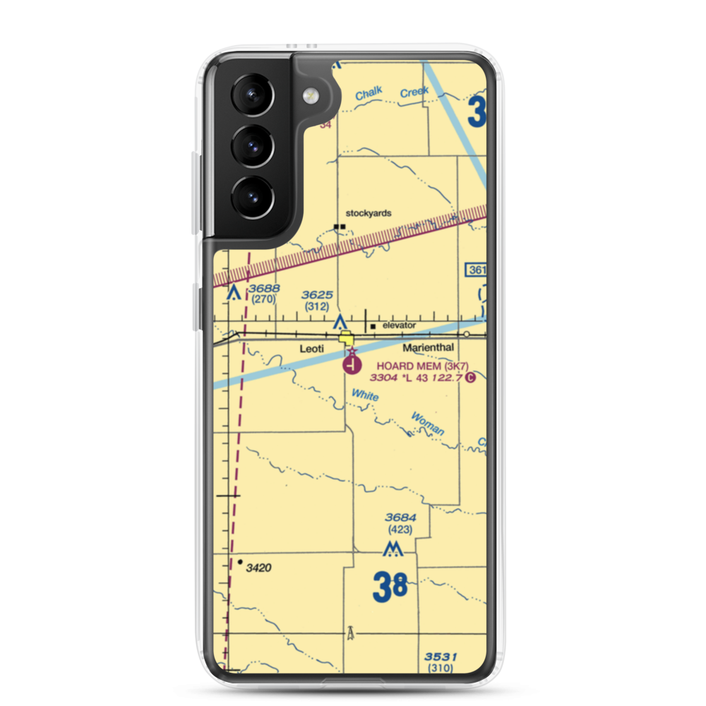 Mark Hoard Memorial Airport (3K7) VFR Sectional Samsung Case Samsung Galaxy S21 Plus model shown