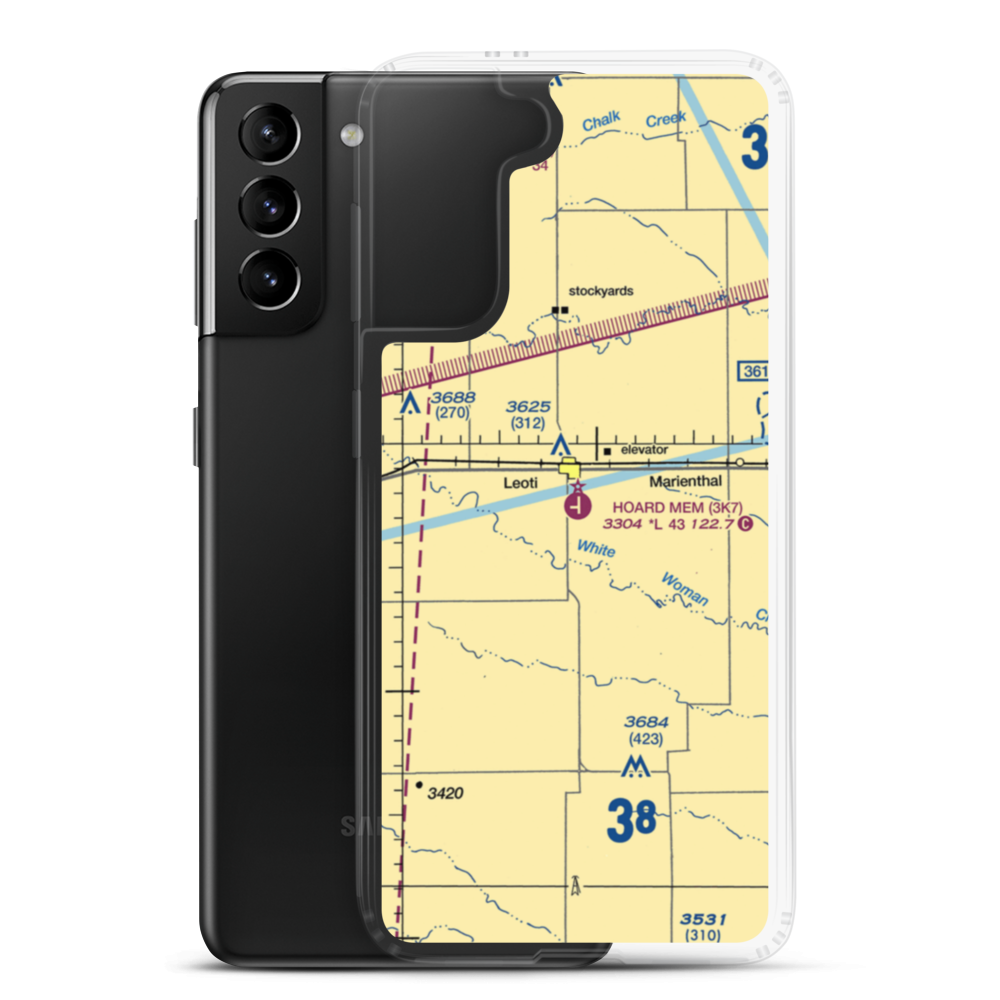 Mark Hoard Memorial Airport (3K7) VFR Sectional Samsung Case Samsung Galaxy S21 Plus model shown
