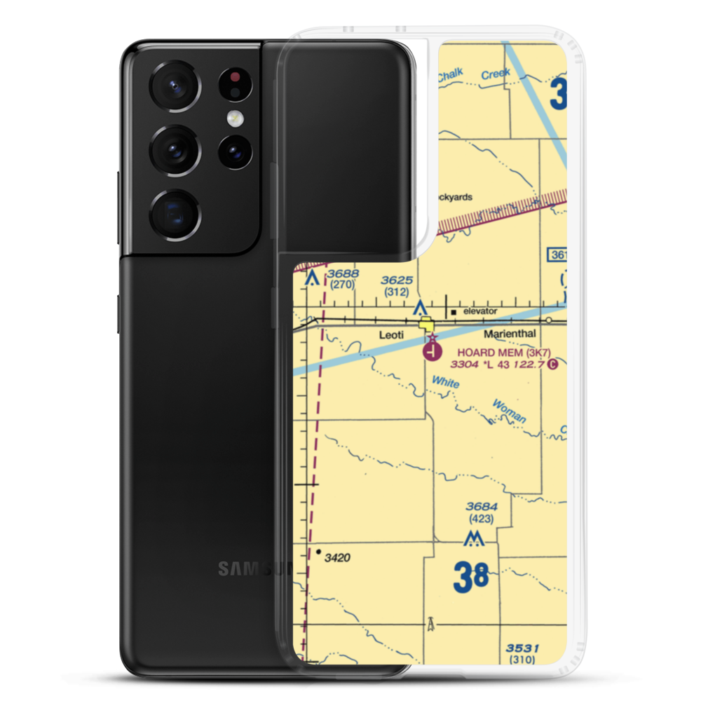 Mark Hoard Memorial Airport (3K7) VFR Sectional Samsung Case Samsung Galaxy S21 Ultra model shown
