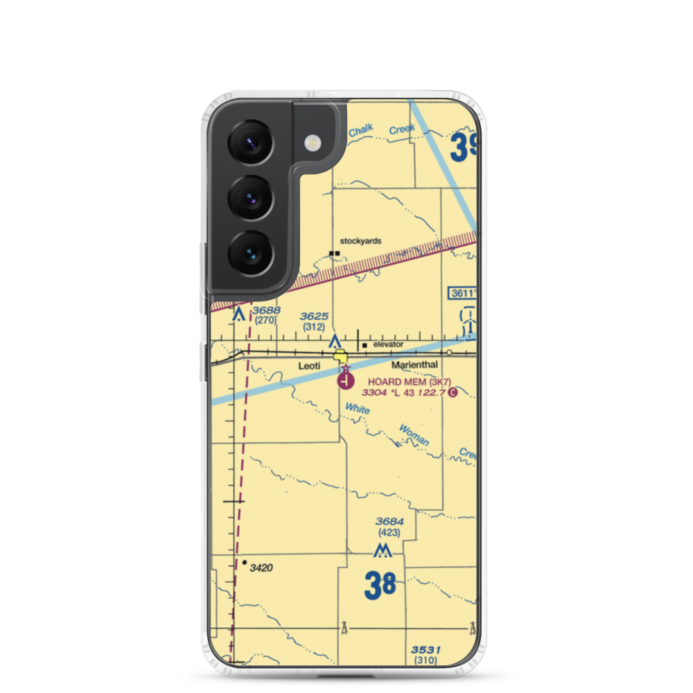 Mark Hoard Memorial Airport (3K7) VFR Sectional Samsung Case Samsung Galaxy S22 model shown