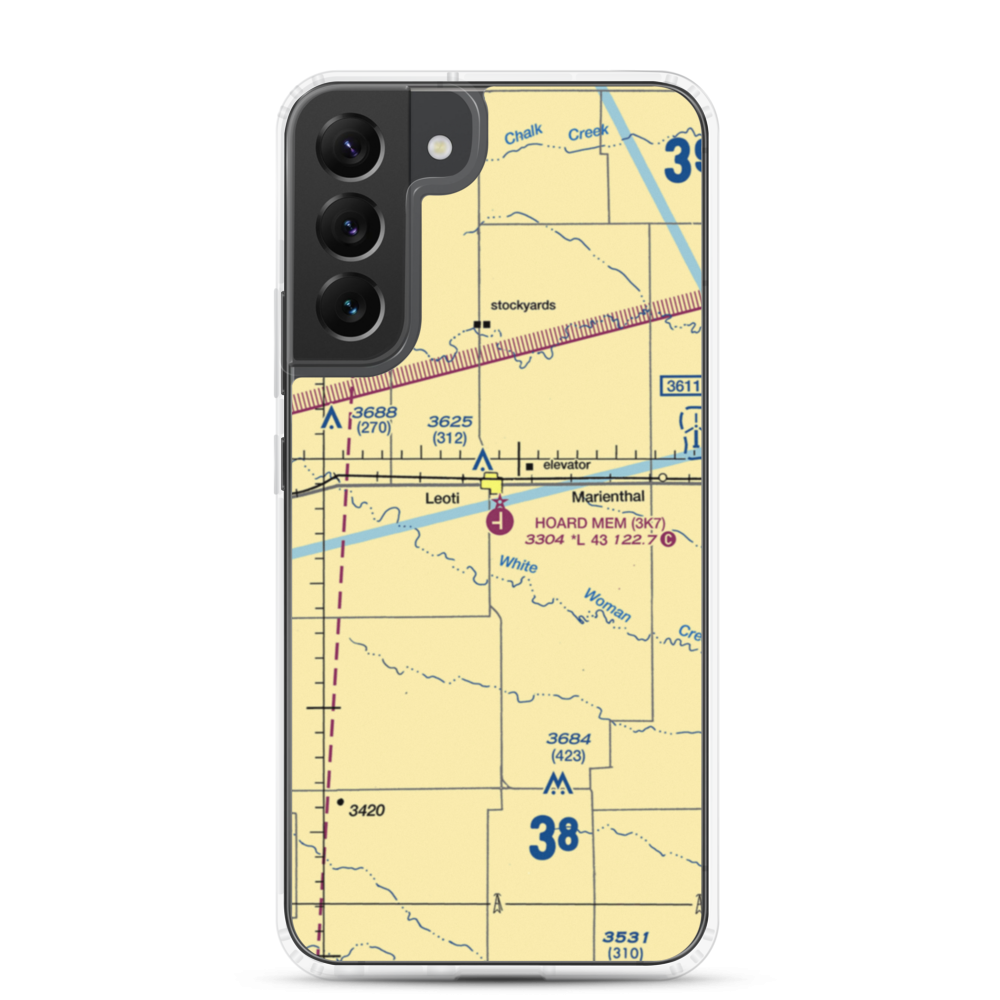 Mark Hoard Memorial Airport (3K7) VFR Sectional Samsung Case Samsung Galaxy S22 Plus model shown