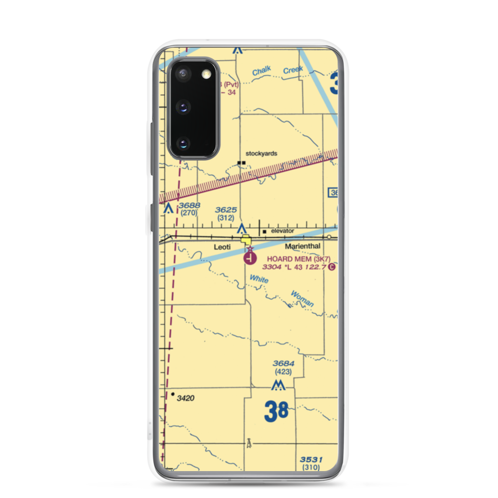 Mark Hoard Memorial Airport (3K7) VFR Sectional Samsung Case Samsung Galaxy S20 model shown