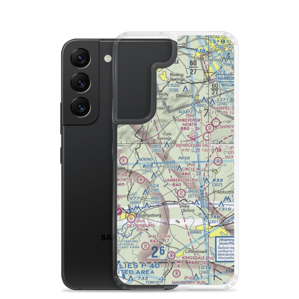 Market Garden Airport (2PN3) VFR Sectional Samsung Case Samsung Galaxy S22 model shown
