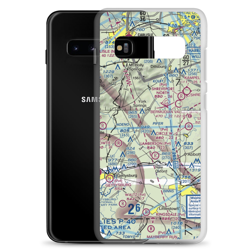 Market Garden Airport (2PN3) VFR Sectional Samsung Case Samsung Galaxy S10+ model shown