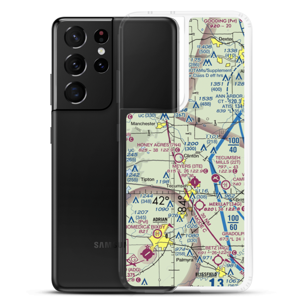 Markham Airport (MI52) VFR Sectional Samsung Case Samsung Galaxy S21 Ultra model shown