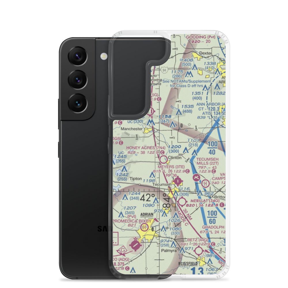 Markham Airport (MI52) VFR Sectional Samsung Case Samsung Galaxy S22 model shown