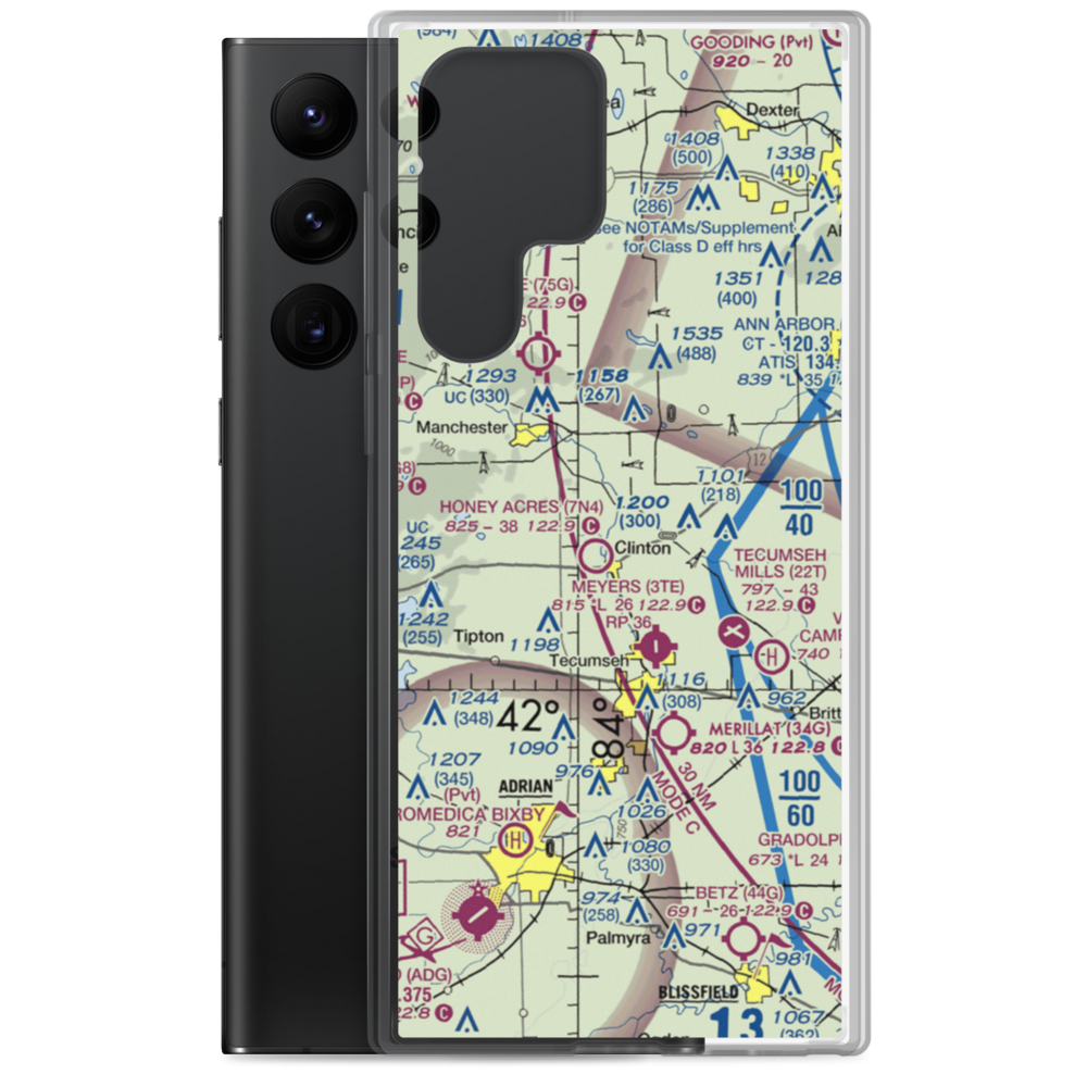 Markham Airport (MI52) VFR Sectional Samsung Case Samsung Galaxy S22 Ultra model shown