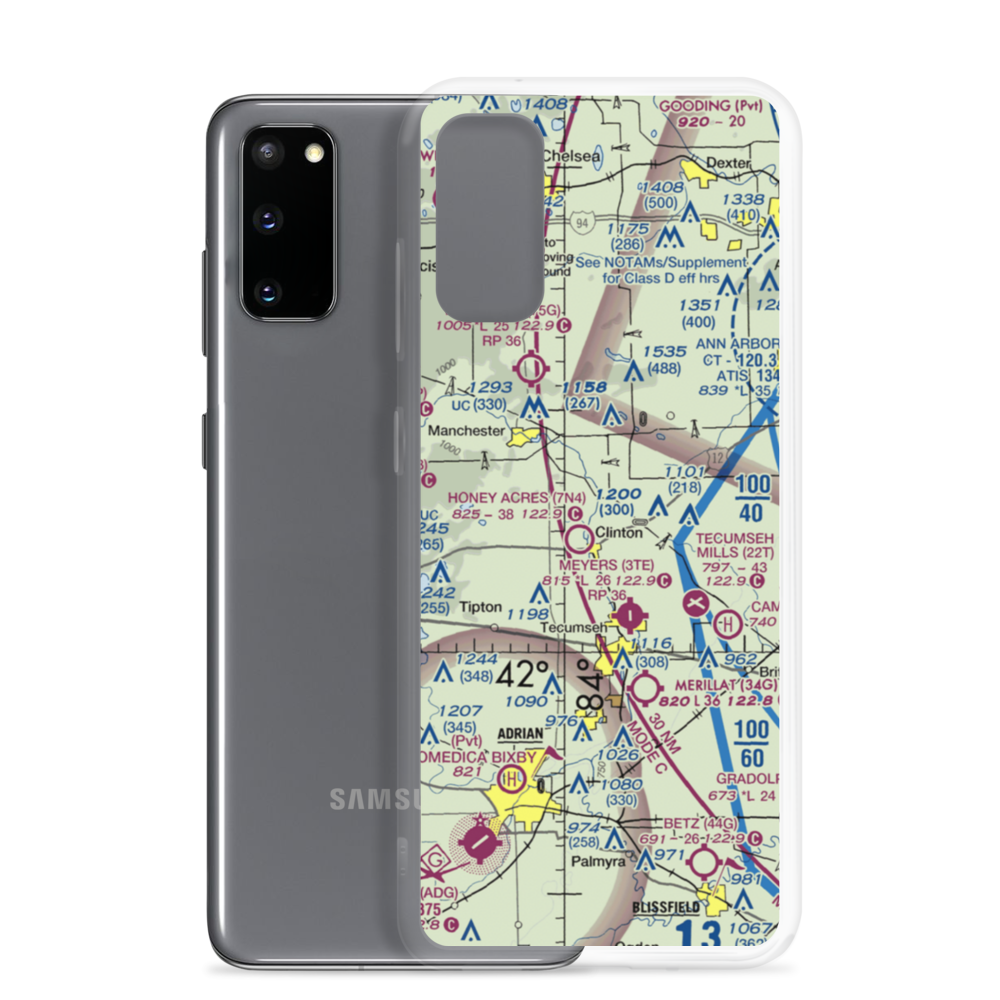 Markham Airport (MI52) VFR Sectional Samsung Case Samsung Galaxy S20 model shown