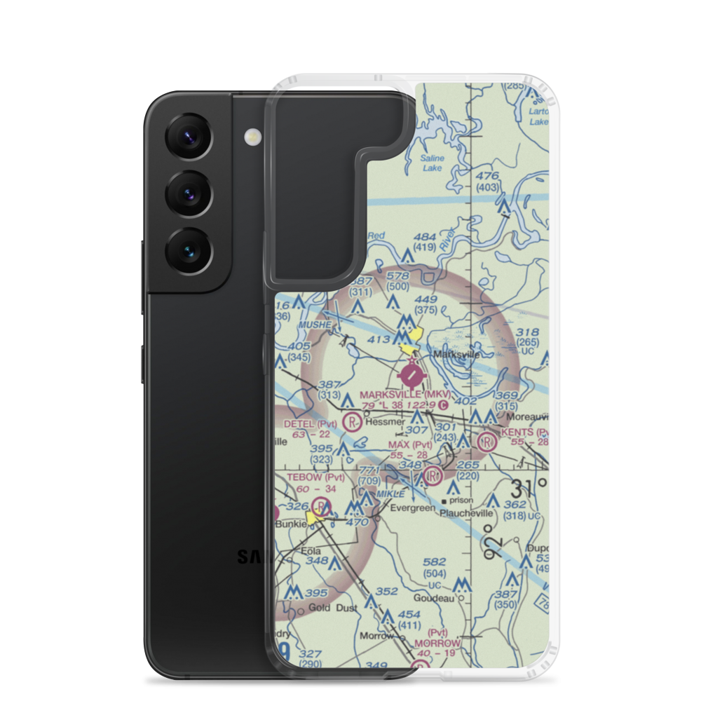 Marksville Municipal Airport (MKV) VFR Sectional Samsung Case Samsung Galaxy S22 model shown