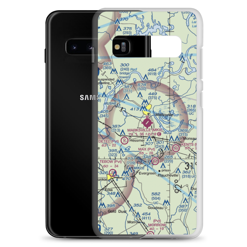 Marksville Municipal Airport (MKV) VFR Sectional Samsung Case Samsung Galaxy S10+ model shown