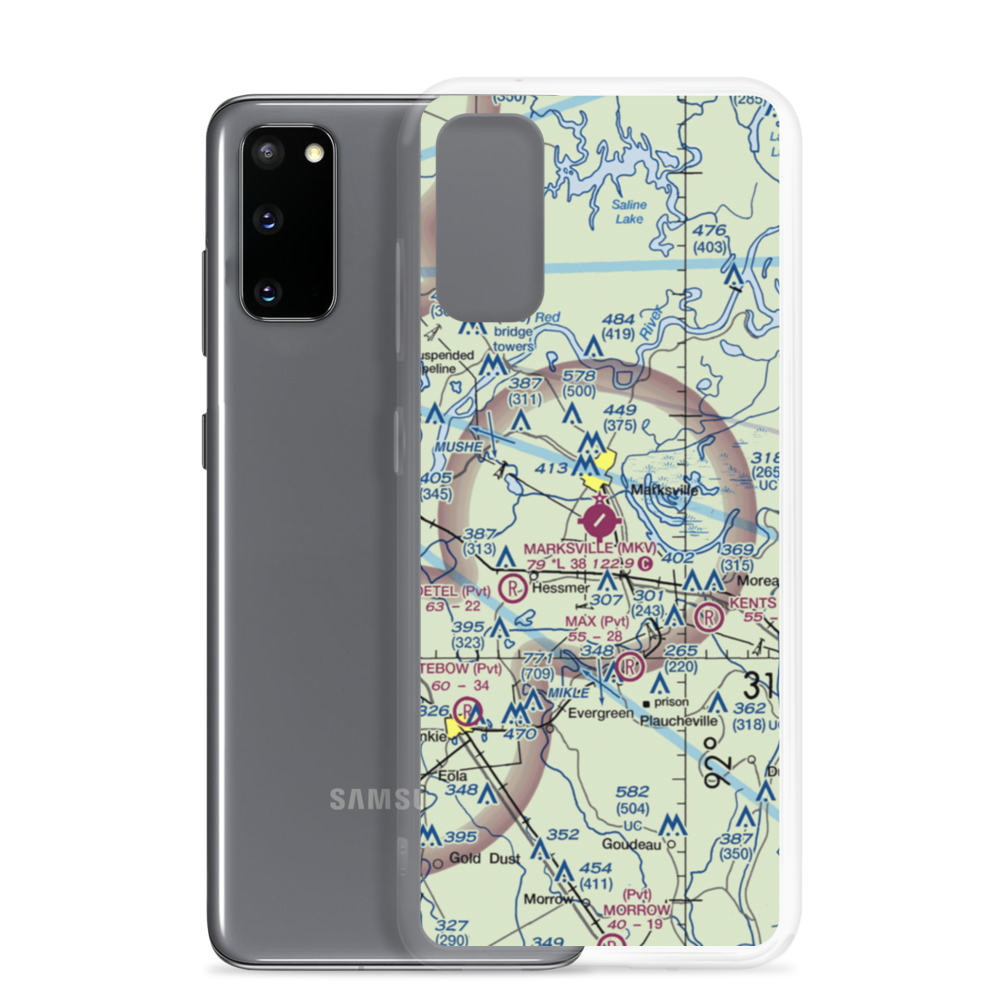 Marksville Municipal Airport (MKV) VFR Sectional Samsung Case Samsung Galaxy S20 model shown