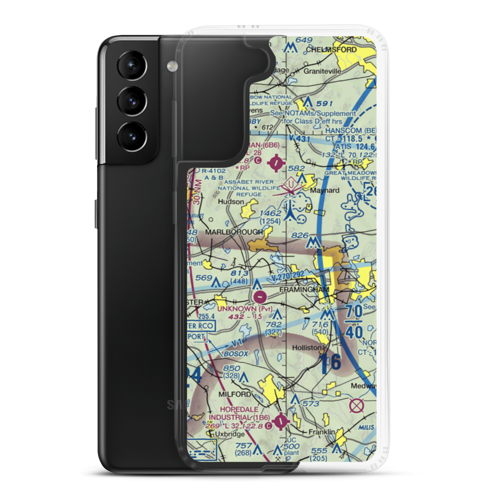 Marlboro Airport (9B1) VFR Sectional Samsung Case Samsung Galaxy S21 Plus model shown