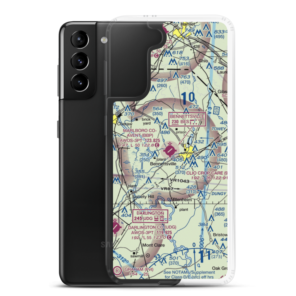 Marlboro County Jetport H.E. Avent Field (BBP) VFR Sectional Samsung Case Samsung Galaxy S21 Plus model shown