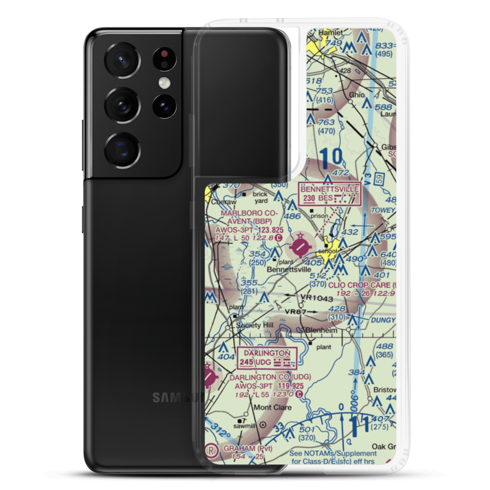 Marlboro County Jetport H.E. Avent Field (BBP) VFR Sectional Samsung Case Samsung Galaxy S21 Ultra model shown