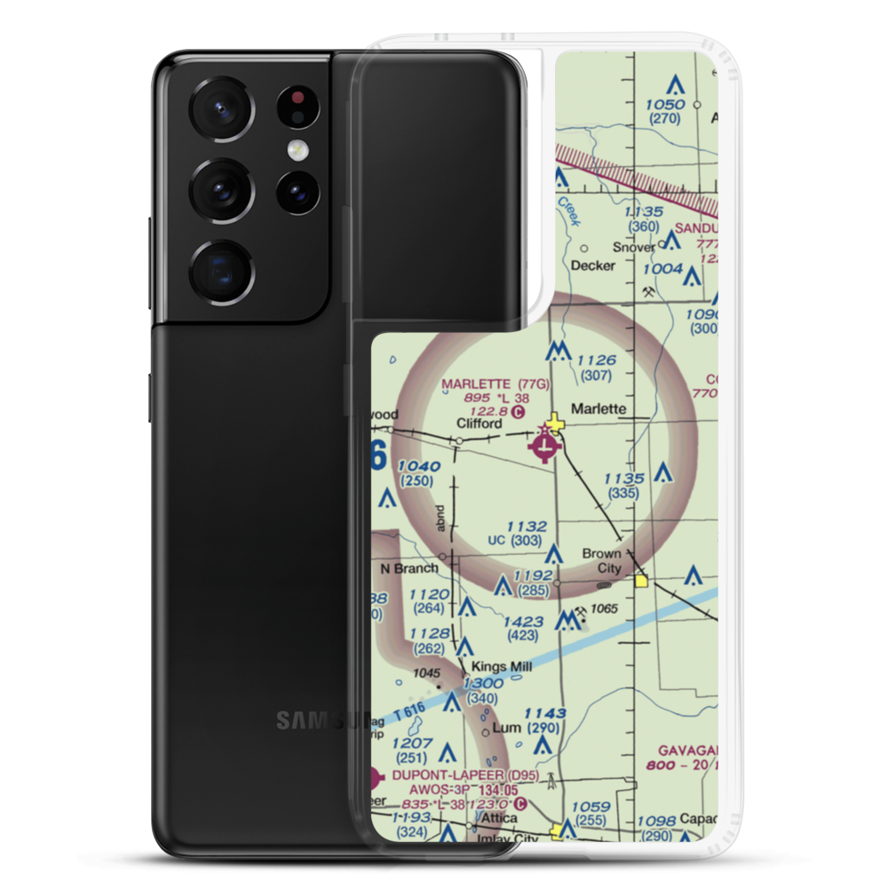 Marlette Township Airport (77G) VFR Sectional Samsung Case Samsung Galaxy S21 Ultra model shown