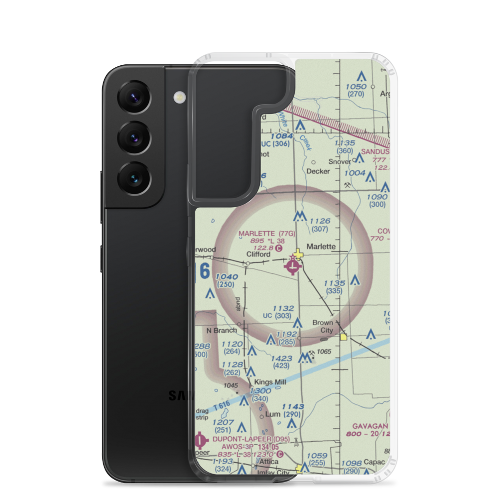 Marlette Township Airport (77G) VFR Sectional Samsung Case Samsung Galaxy S22 model shown