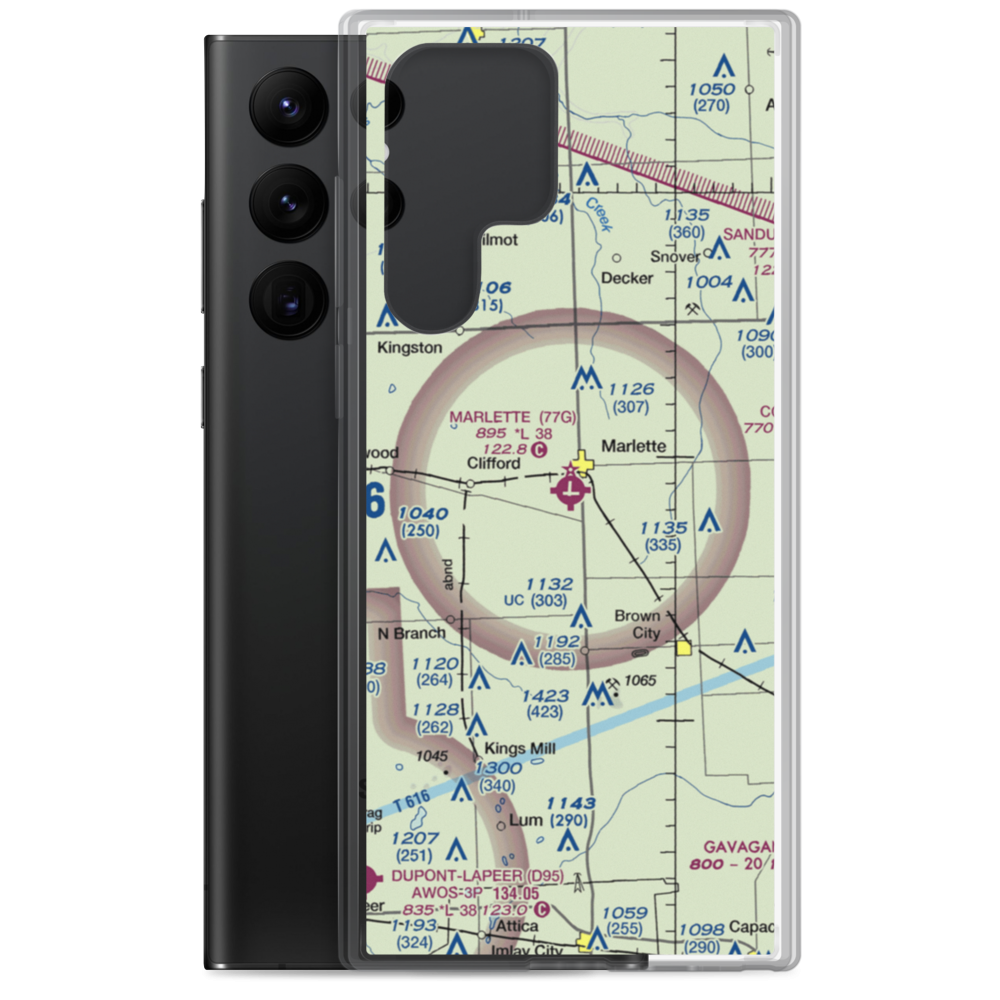 Marlette Township Airport (77G) VFR Sectional Samsung Case Samsung Galaxy S22 Ultra model shown
