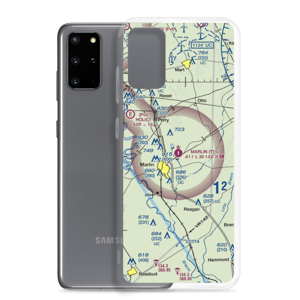 Marlin Airport (T15) VFR Sectional Samsung Case Samsung Galaxy S20 Plus model shown