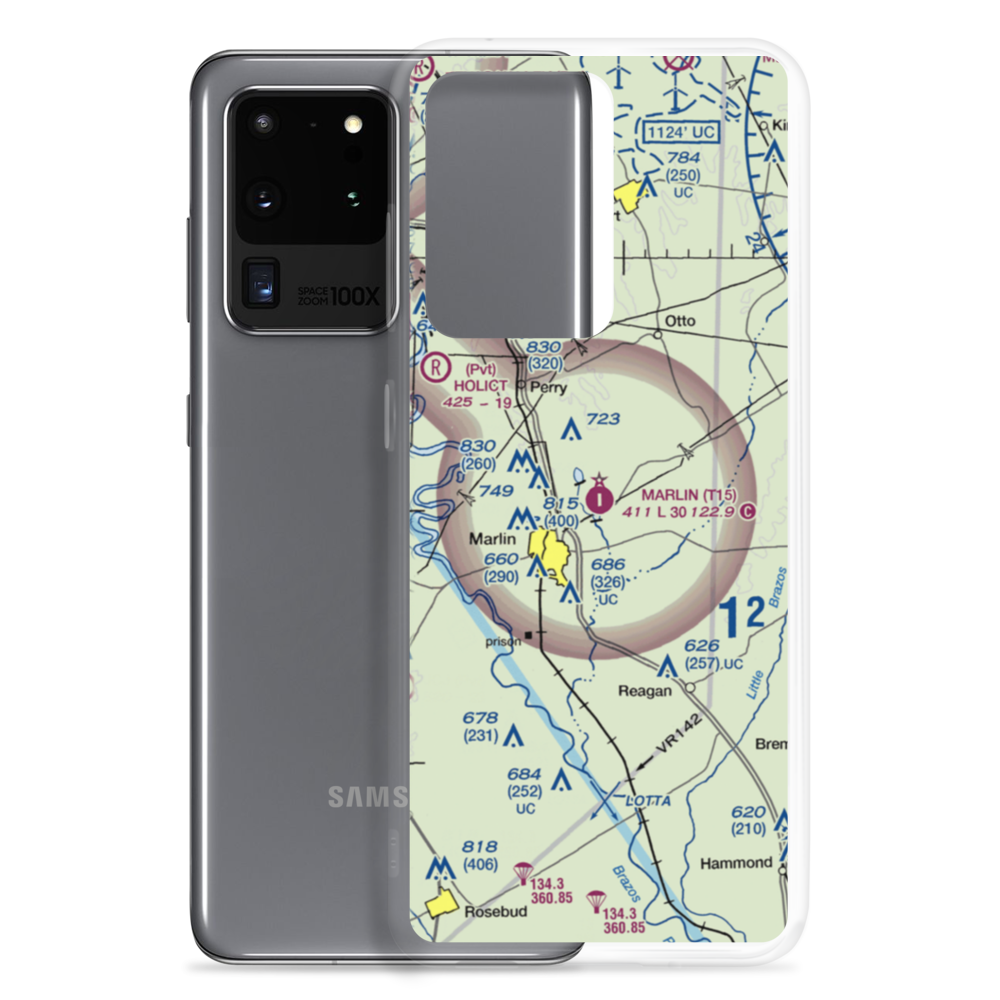 Marlin Airport (T15) VFR Sectional Samsung Case Samsung Galaxy S20 Ultra model shown